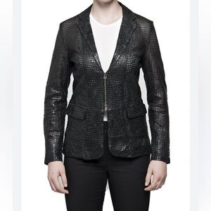ALO Yoga Black Textured Leather Jacket